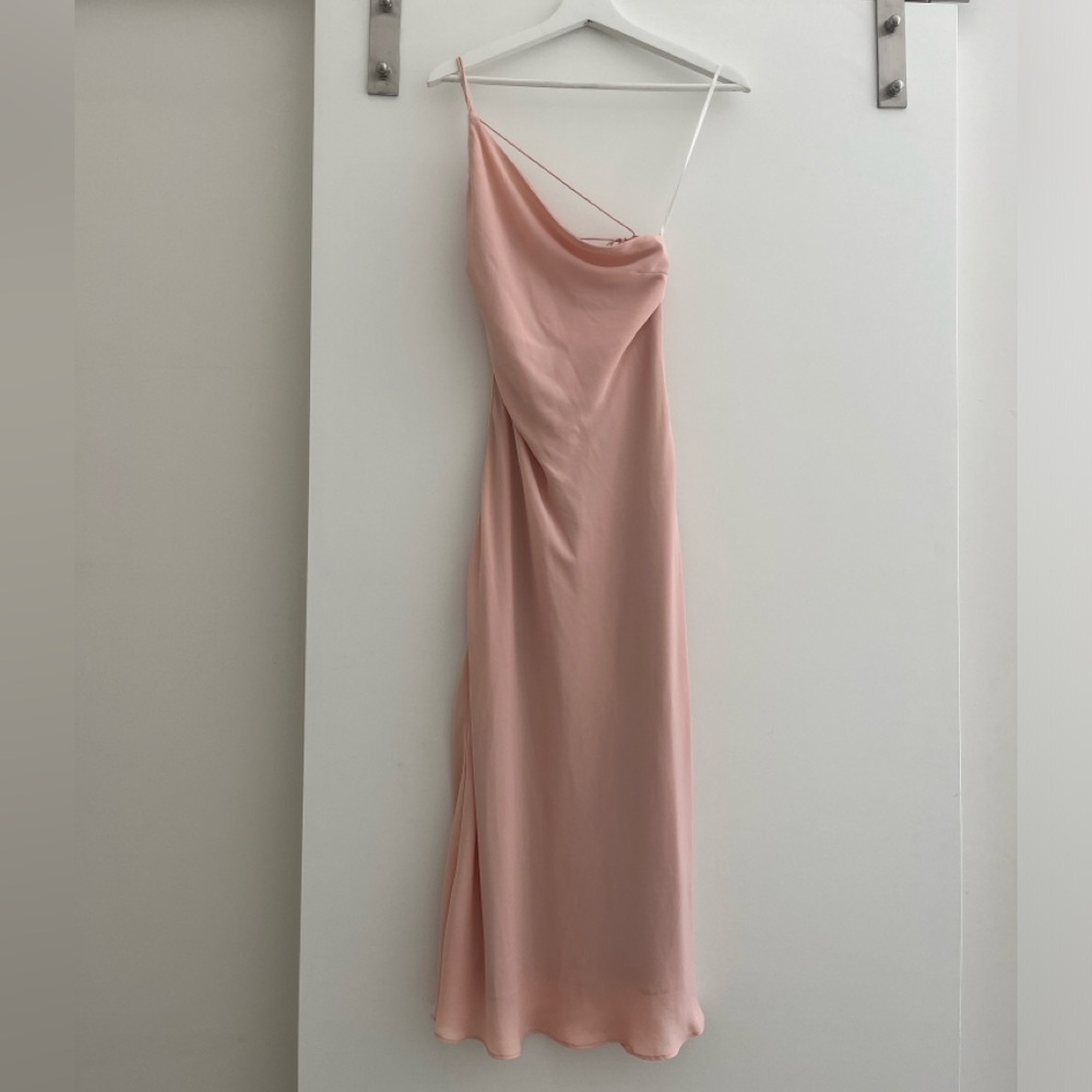 OAK + FORT Blush Pink One Shoulder Backless Dress